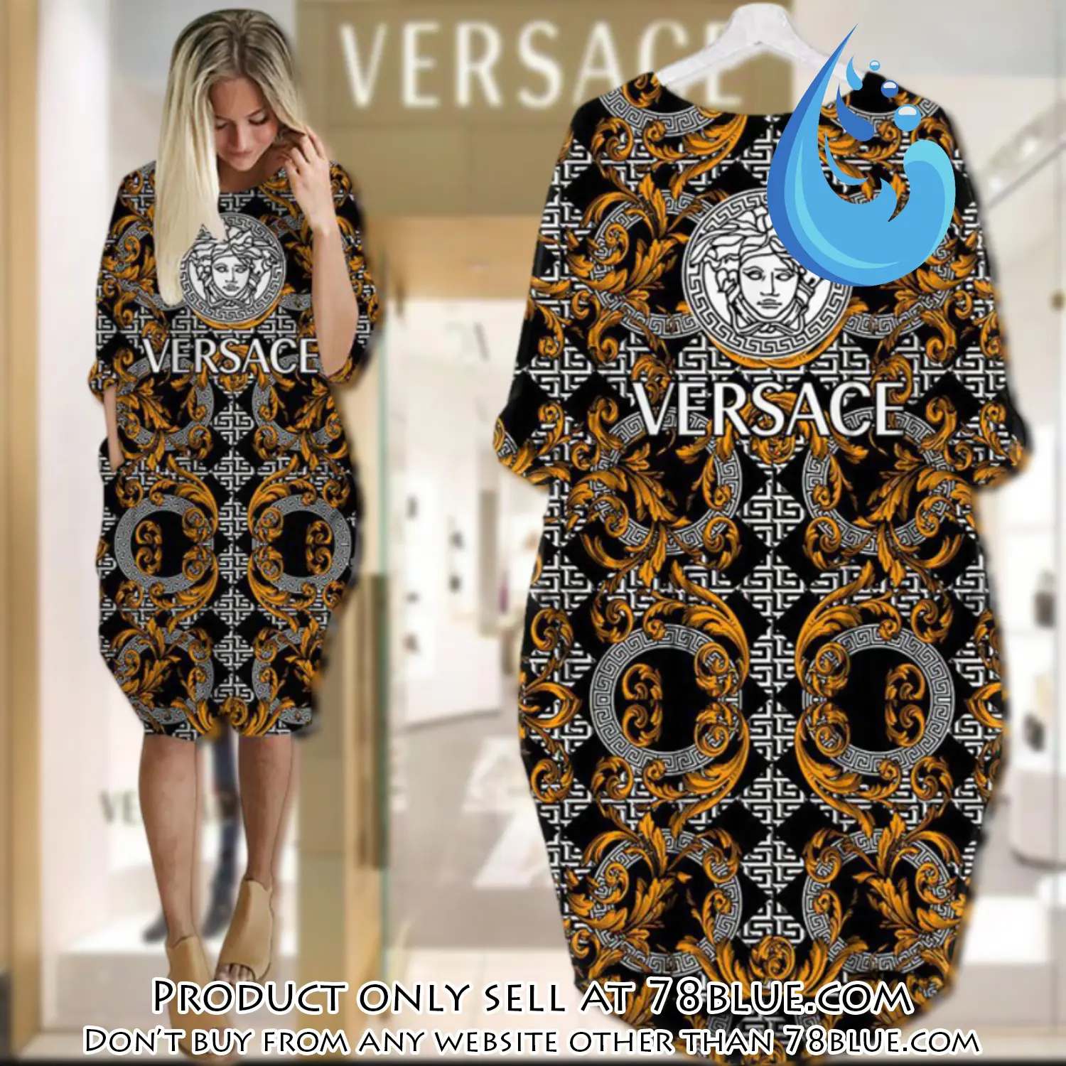 Gianni versace black batwing pocket dress luxury brand for women pd084 78b1010251